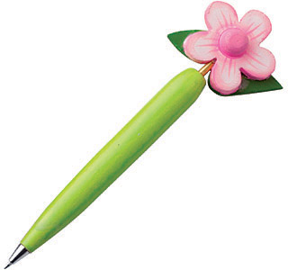 GoPromotional - Novelty Flower Pens - Green and Pink