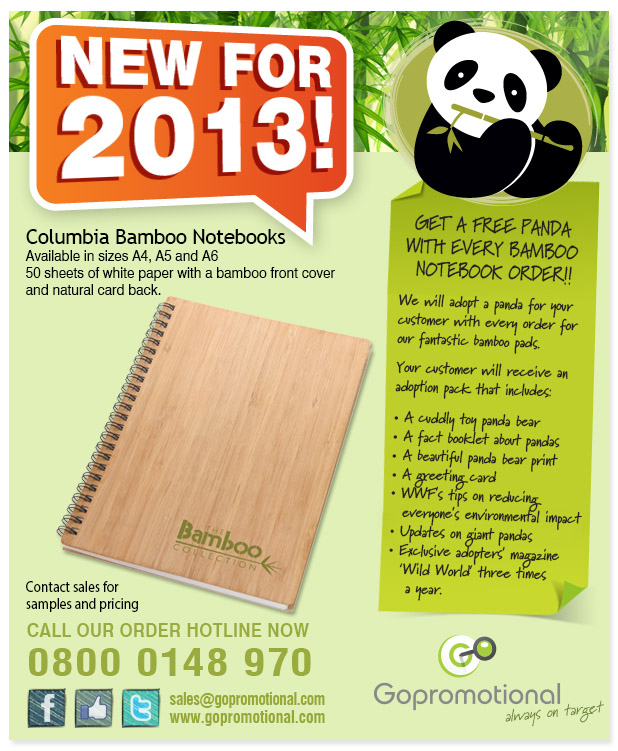 Help Panda Conservation Efforts and Get a FREE Toy Panda with all Bamboo Notebook Orders